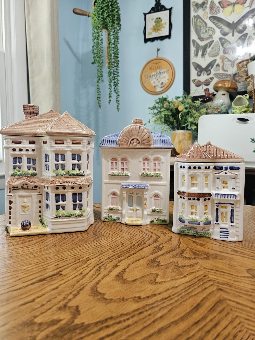 Vintage 80s Avon Townhouse Canister Collection Set Of 3 Ceramic Cookie Jar